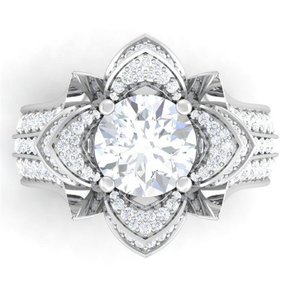 🎀Fashionable 925 Silver Plated Rose Flower Shaped CZ Ring, MARR9405